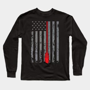 American Flag Grunge Kayak Kayaker Paddle Long Sleeve T-Shirt